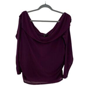 Purple Torrid Women's Mesh Off Shoulder Side Cinch Top